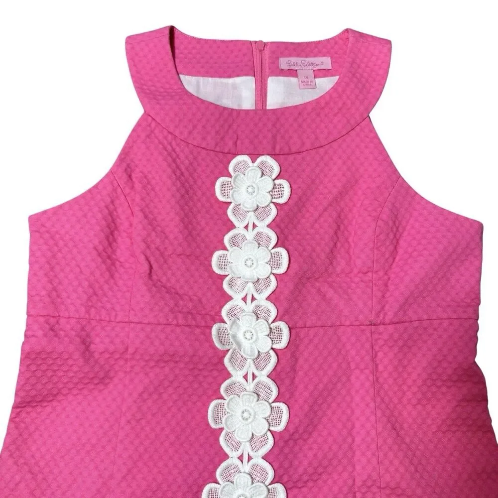 Lilly Pulitzer Shift Dress Girls 14 Lace Crochet Flower Preppy Resort Tropical